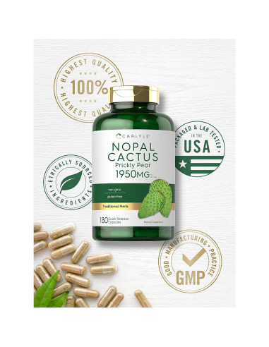 Cápsulas de Pera Espinosa Carlyle 1950 mg | 180 Unidades | Sin OGM