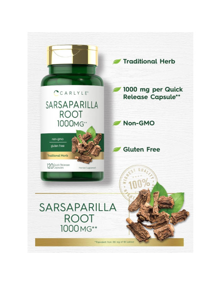 Cápsulas de raíz de sarsaparilla Carlyle 1000mg - 120 unidades Cápsulas de raíz de sarsaparilla Carlyle 1000mg - 120 unidades