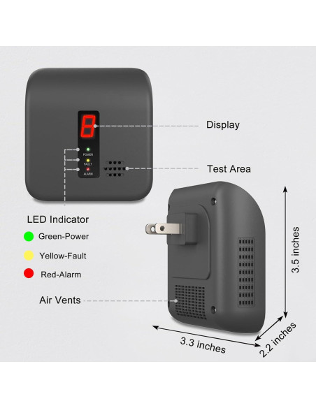 Detector de Gas Natural Leakbee Y401, Alarma 85dB, Negro Detector de Gas Natural Leakbee Y401, Alarma 85dB, Negro