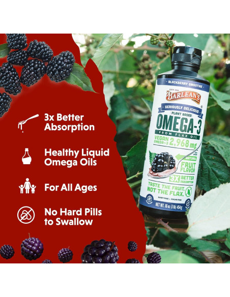 Suplemento Líquido Omega 3 6 9 Barlean's 473 ml Sabor Mora Suplemento Líquido Omega 3 6 9 Barlean's 473 ml Sabor Mora