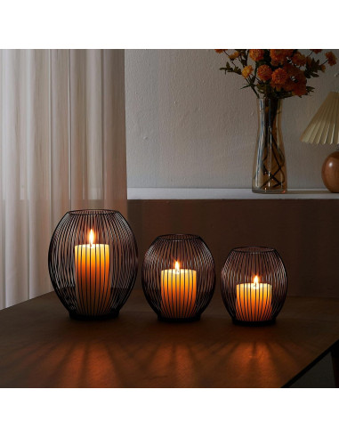 Soporte de Velas Pequeño OLEEK de Hierro Negro para Exterior