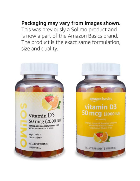 Gomitas de Vitamina D3 2000 UI Amazon Basics 160 Unidades Gomitas de Vitamina D3 2000 UI Amazon Basics 160 Unidades
