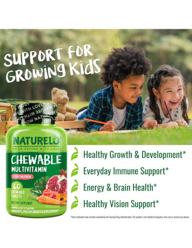 Multivitamina Masticable para Niños NATURELO 60 Tabletas Orgánicas