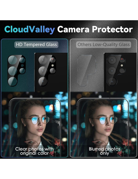 Protectores de Lente de Cámara CloudValley para Samsung Galaxy S23 Ultra - Vidrio Templado 9H, Paquete de 4 Protectores de Lente de Cámara CloudValley para Samsung Galaxy S23 Ultra - Vidrio Templado 9H, Paquete de 4