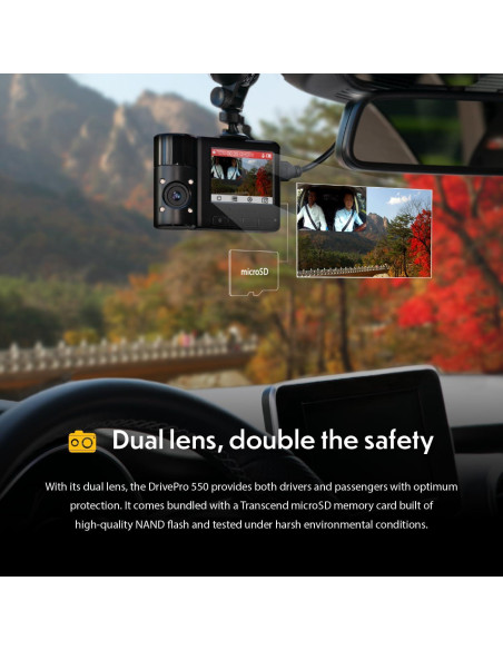 Cámara Dash Doble Transcend TS-DP550B 64GB 2K+1080P WiFi GPS Cámara Dash Doble Transcend TS-DP550B 64GB 2K+1080P WiFi GPS