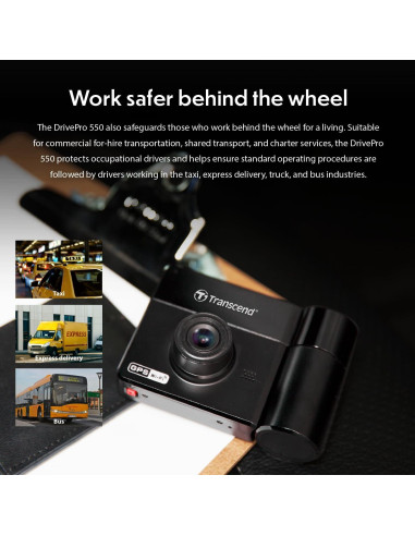 Cámara Dash Doble Transcend TS-DP550B 64GB 2K+1080P WiFi GPS