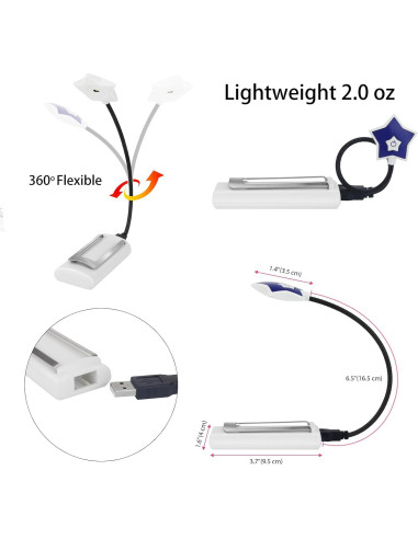 Luz de Lectura LED LUXSWAY 2 Paquete, Cuidado Ocular, USB/Batería