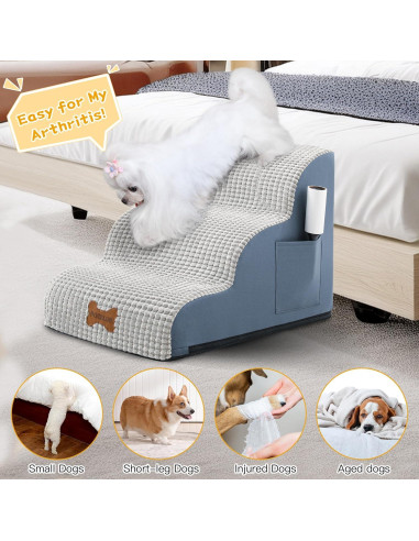 Escalera para Perros POCBLUE 3 Pasos Gris 39.9 cm Alta