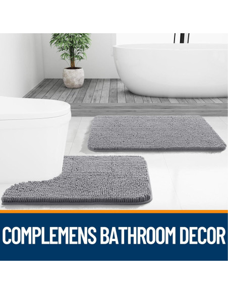 OLANLY Alfombrilla de Baño Chenille 76x51 cm Gris Absorbente OLANLY Alfombrilla de Baño Chenille 76x51 cm Gris Absorbente