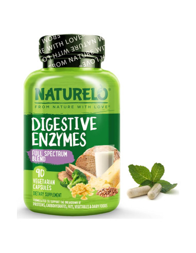 Enzimas Digestivas NATURELO con Jengibre - 90 Cápsulas Veganas