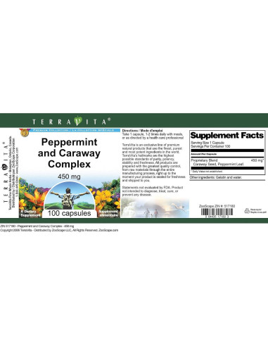 Complejo de Menta y Comino TerraVita 450 mg - 100 Cápsulas