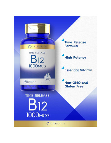 Carlyle Vitamina B12 1000 mcg 250 Tabletas Liberación Prolongada