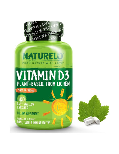 Vitamina D3 Vegana NATURELO 5000 UI - 180 Cápsulas