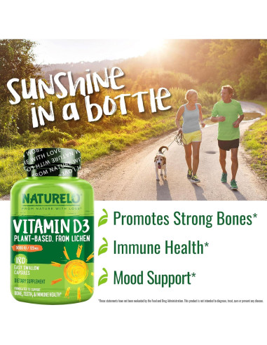 Vitamina D3 Vegana NATURELO 5000 UI - 180 Cápsulas