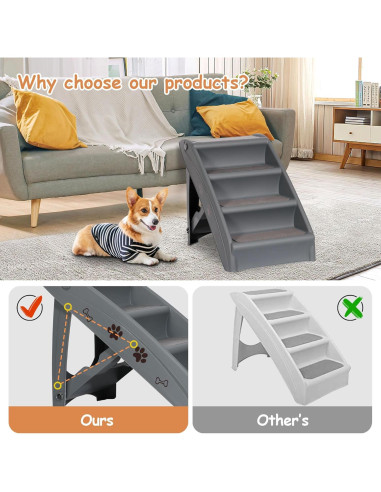 Escalera Plegable para Mascotas Nova Microdermabrasion Gris 4 Pasos