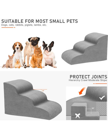 Escalera para Perros Pequeños Heeyoo 3 Niveles Antideslizante