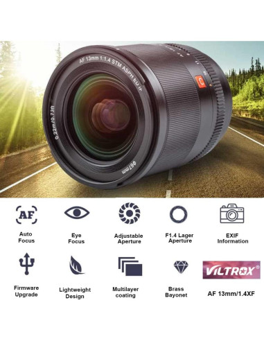 Lente Gran Angular VILTROX 13mm F1.4 XF para Fujifilm