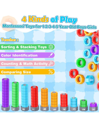 Juguetes Montessori LIWIN VAMOS! 2 en 1 para Contar y Apilar
