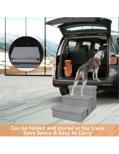 Escaleras para Perros Zerbuger 3 Pasos Plegables 76.2 cm Gris