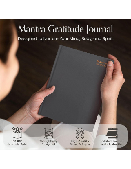 Diario de Gratitud Planificador Mantra - Negro A5 21x14.7 cm Diario de Gratitud Planificador Mantra - Negro A5 21x14.7 cm