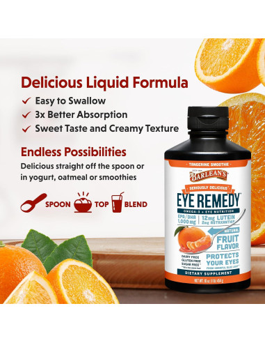 Suplemento Ocular Barlean's 473ml Omega 3 Luteína Mandarina
