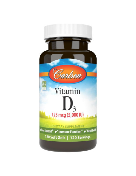 Carlson Vitamina D3 5000 UI 120 Cápsulas Blandas Salud Ósea Carlson Vitamina D3 5000 UI 120 Cápsulas Blandas Salud Ósea