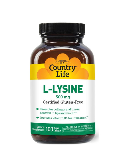 Country Life L-Lisina 1000mg con B6 - 100 Cápsulas Veganas Country Life L-Lisina 1000mg con B6 - 100 Cápsulas Veganas