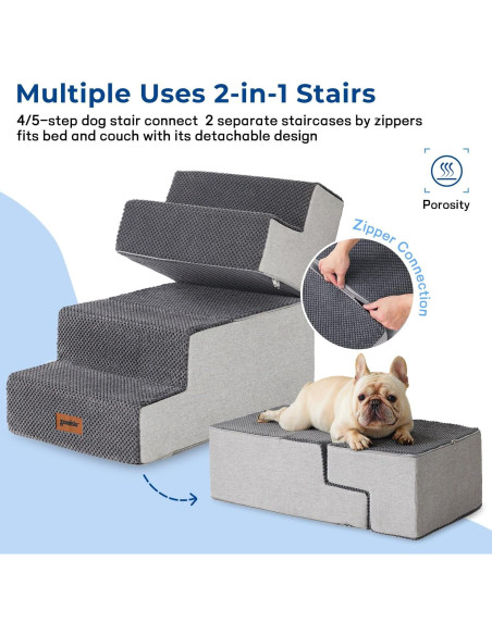 Escalera para Perros Pequeños Zomisia 4 Escalones Antideslizante Escalera para Perros Pequeños Zomisia 4 Escalones Antideslizante