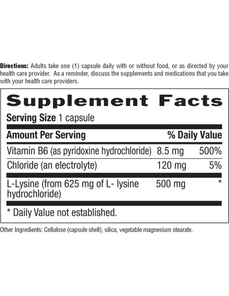 Country Life L-Lisina 1000mg con B6 - 100 Cápsulas Veganas Country Life L-Lisina 1000mg con B6 - 100 Cápsulas Veganas