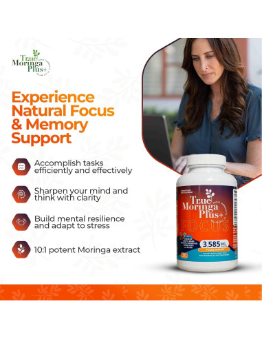Suplemento Cognitivo True Moringa Plus+ 150 Cápsulas 20,000mg