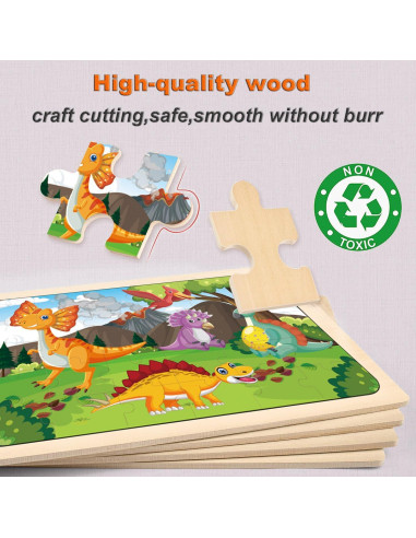 Rompecabezas de Madera Dinosaurios MJBLKEREN - 30 Piezas