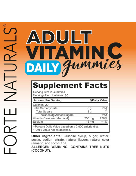Gomitas de Vitamina C 250mg Forte Naturals - 60 Unidades Sabor Naranja Gomitas de Vitamina C 250mg Forte Naturals - 60 Unidades Sabor Naranja