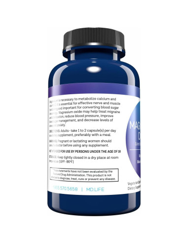 Suplemento de Óxido de Magnesio MD.Life - 30 Cápsulas - Alta Absorción