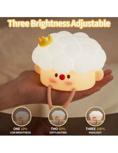 Luz Nocturna de Silicona Coutundy Blanca Táctil 3 Brillos 7 Colores