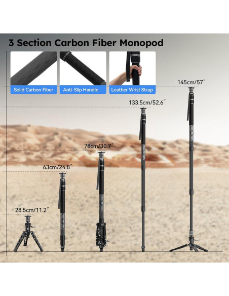 Monopod SIRUI SVM-145P de Fibra de Carbono 1.49kg con Pedal Monopod SIRUI SVM-145P de Fibra de Carbono 1.49kg con Pedal