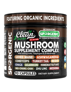 Suplemento de Champiñones Orgánicos Clean Nutra 90 Cápsulas