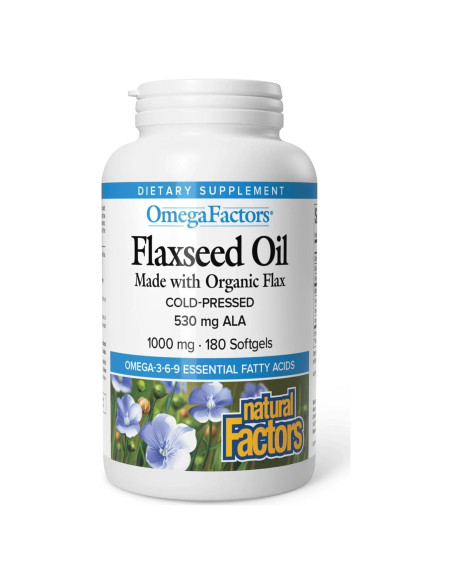 Aceite de Semilla de Lino Factores Naturales 180 Gelatinas Aceite de Semilla de Lino Factores Naturales 180 Gelatinas