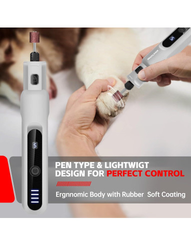 Lima de Uñas Eléctrica PHALANX para Perros y Gatos Gris