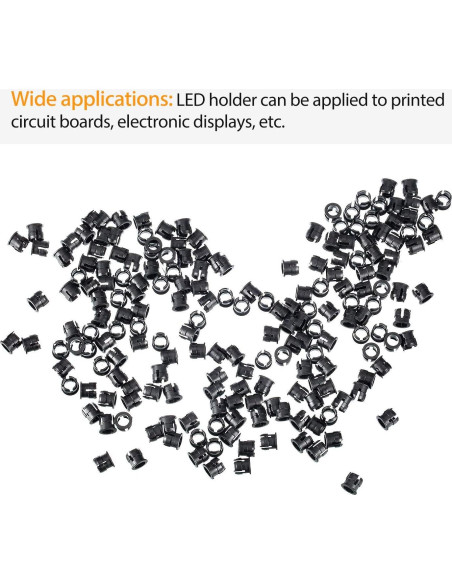 Mudder 200 Clips Soporte LED 5 mm Plástico Negro Mudder 200 Clips Soporte LED 5 mm Plástico Negro
