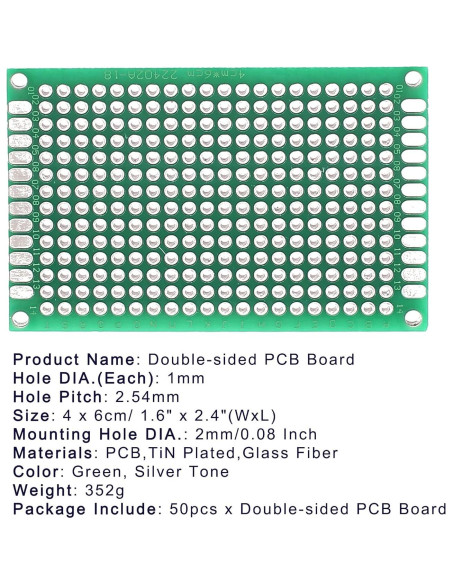 Placa de Circuito Impreso Doble Cara Lantee 50 Pcs 4x6cm Placa de Circuito Impreso Doble Cara Lantee 50 Pcs 4x6cm