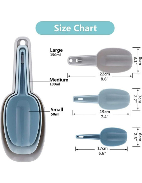 Juego de 3 Cucharas de Hielo Plástico AZOFIA 50ml 100ml 150ml Juego de 3 Cucharas de Hielo Plástico AZOFIA 50ml 100ml 150ml
