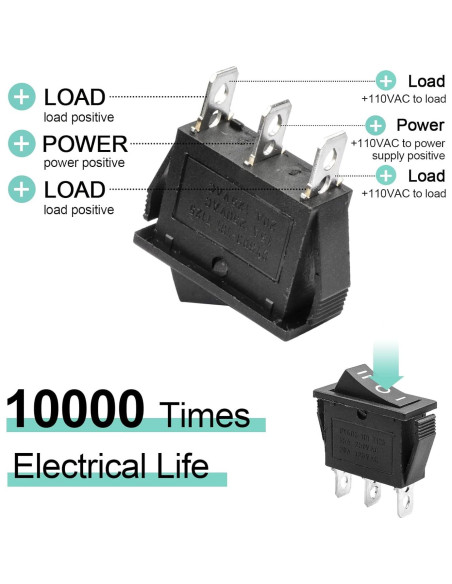 Interruptor Rocker QTEATAK 3 Posiciones ON/OFF 15A 250V Interruptor Rocker QTEATAK 3 Posiciones ON/OFF 15A 250V
