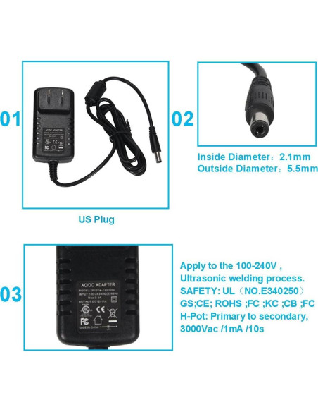 Adaptador de corriente 12V 1A Signcomplex para tiras LED Adaptador de corriente 12V 1A Signcomplex para tiras LED