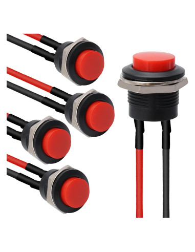 Interruptor de Botón Redondo STARELO R13-507 16mm Rojo 5Pcs
