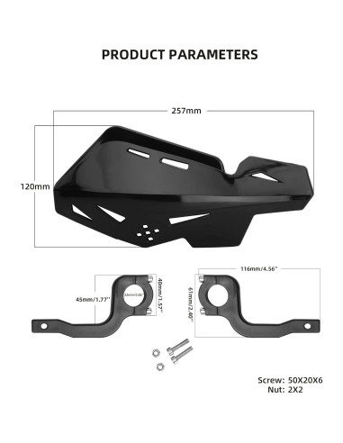 Protectores de Manos PRO CAKEN Nylon 22mm y 28mm Negros