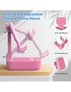 Altavoz Bluetooth Inalámbrico COMISO X8 Rosa con Soporte 2