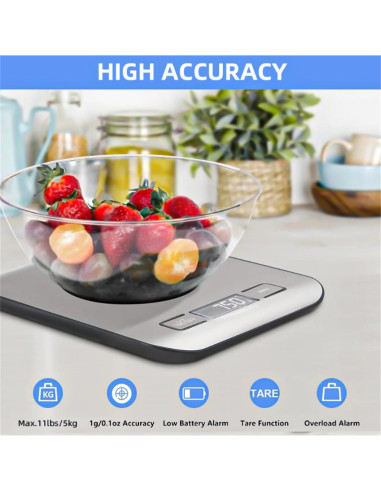 Báscula de Cocina Digital TXY 10kg 1g Acero Inoxidable LCD