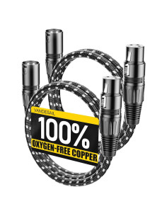 Cables XLR VANDESAIL 3 Pies Macho a Hembra - 2 Paquete