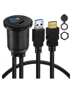 Cable de Montaje BATIGE USB 3.0 y HDMI 1m con LED