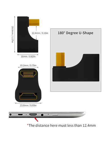 Adaptador HDMI Poyiccot 180 Grados 8K 60Hz Extensor UHD Adaptador HDMI Poyiccot 180 Grados 8K 60Hz Extensor UHD